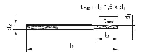 Kleinstbohrer 3 x D mit Kühlkanälen 2.05 mm