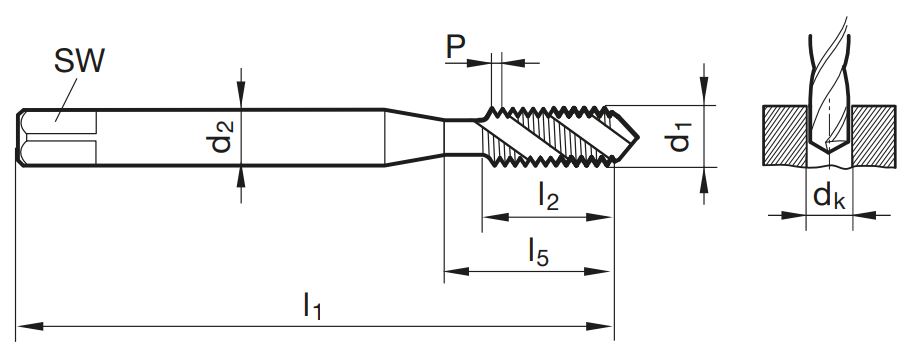 Masch.-Gewindebohrer TG 100 T SL M3