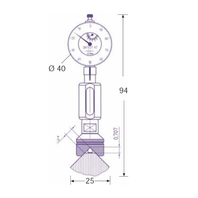 Kantentaster 45° / 0 - 7 mm / Typ B / mit Einstellmeister und Prüfprotokoll