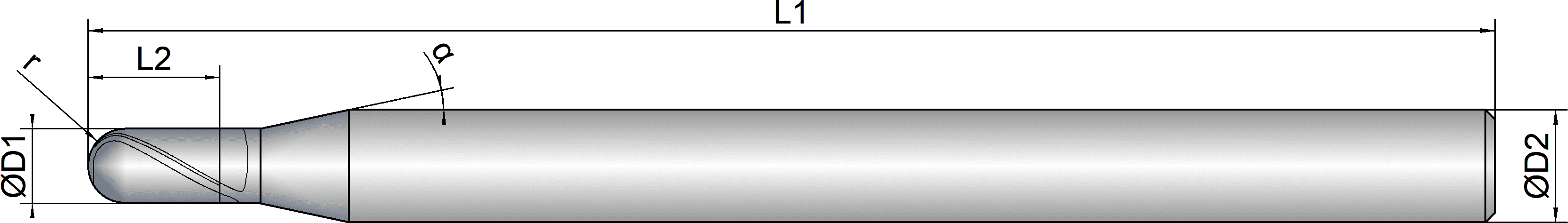 VHM Vollradiusfräser   1.00 mm