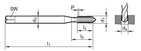 Masch.-Gewindebohrer TG 100 GG DL  UNC 9/16 - 12