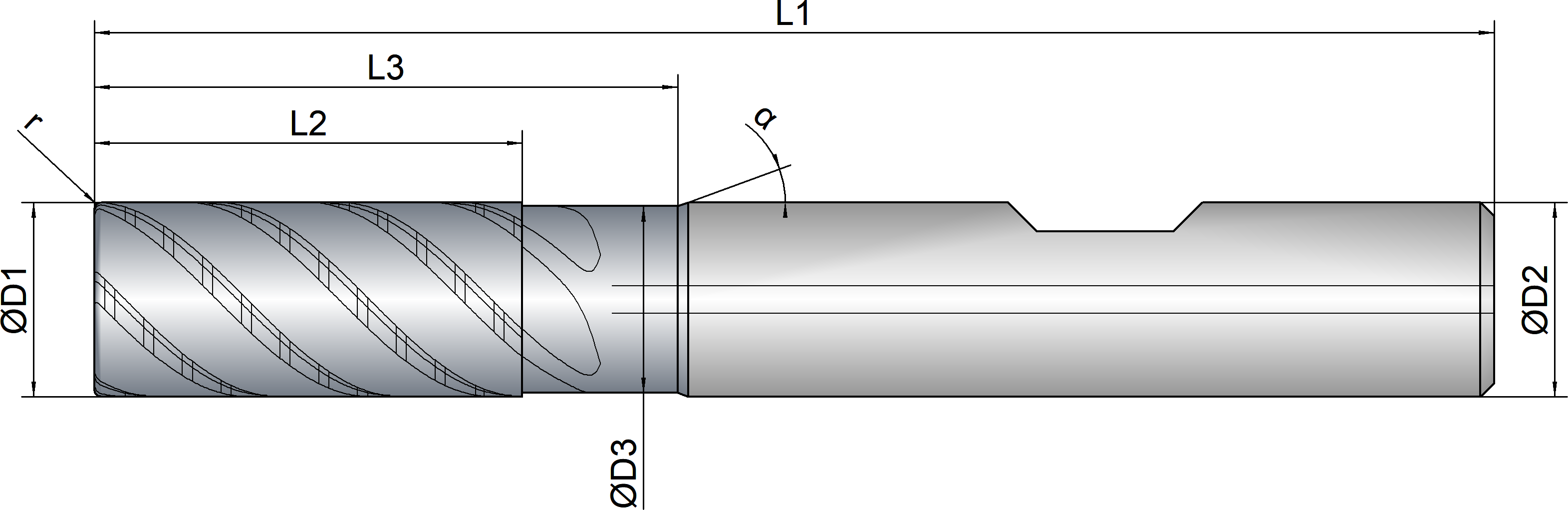 VHM Schruppfräser  mit IK 20.00 mm