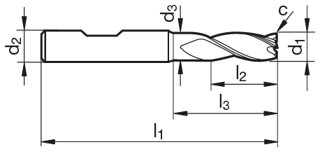 VHM Schaftfräser TF 100 MULTI-MILL  3.70 mm