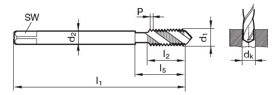 Masch.-Gewindebohrer TG 100 U SL M5x0.5