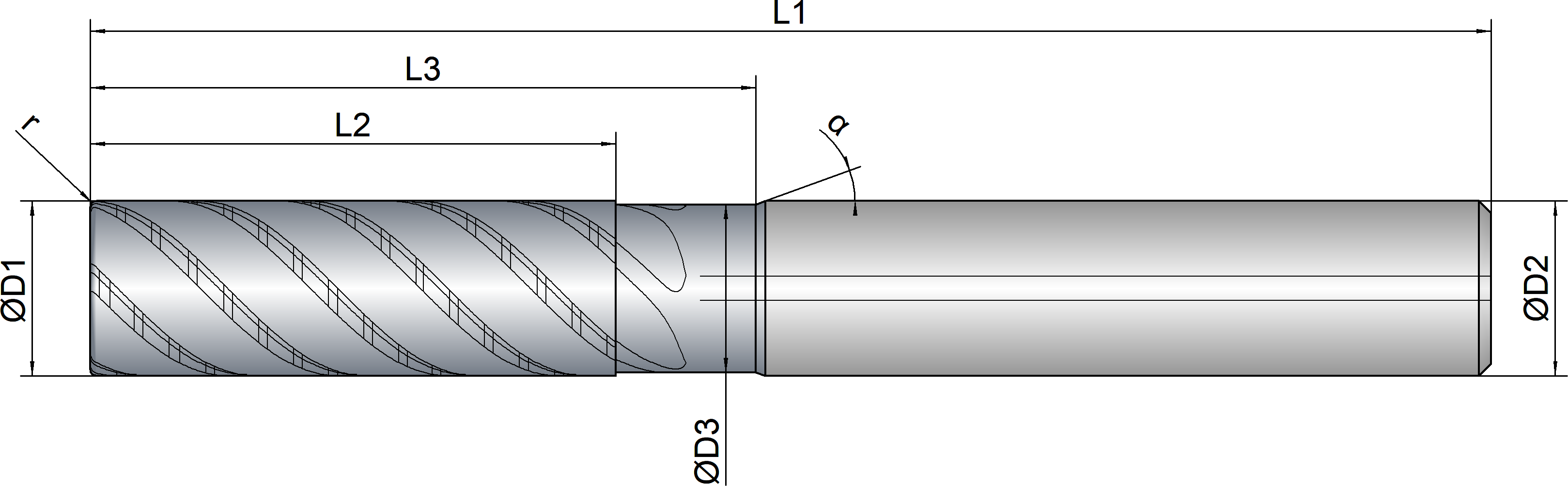 VHM Schruppfräser  mit IK 20.00 mm