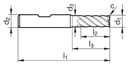 VHM Universal-Schaftfräser TF 100 MASTER-MILL M  16.00 mm