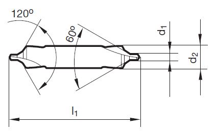 Zentrierb. o. Fl.. Form B. 60° / 120° 6.30 mm 
