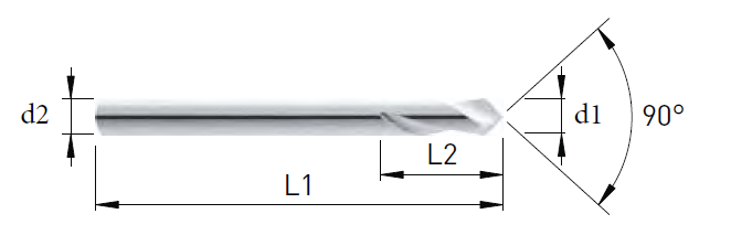 NC-Anbohrer 90° ø 2.00 mm