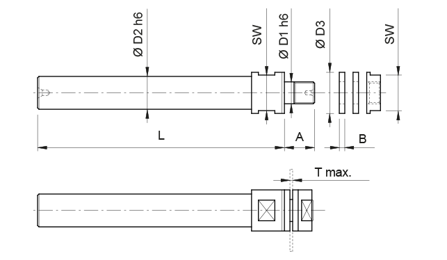 Fräsdorn ø 5 x 6 x 70