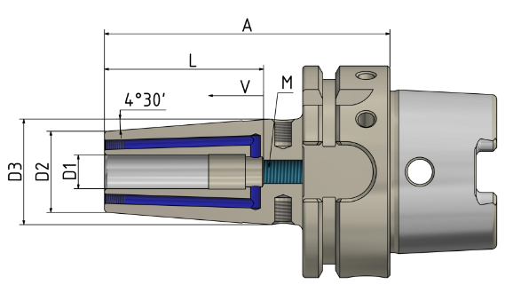 Schrumpffutter 4.5° -  4x "CT" - korrosionsgeschützt HSK A100-12-95