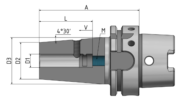 HPC-Schrumpffutter 4.5° „Titanium“ mit Auszugsicherung HSK A63-16-95