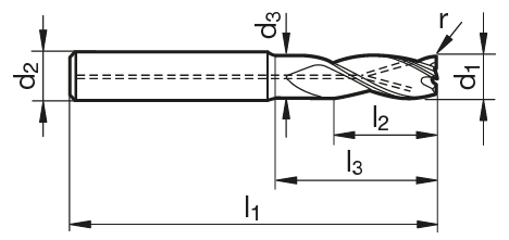 VHM Alu-Schaftfräser TF 100 W mit IK  6.00 mm