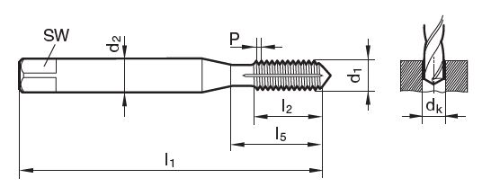 Gewindeformer mit Schmiernut  UNC 7/16 - 14