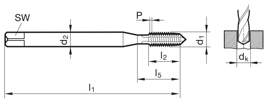 Masch.-Gewindebohrer TG 100 T DL  UNC 8 - 32