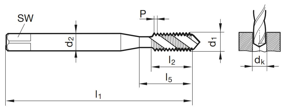 Masch.-Gewindebohrer TG 100 AL SL M3