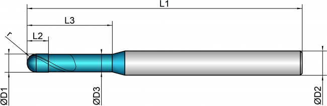 VHM Mikro-Vollradiusfräser HSC    1.00 mm