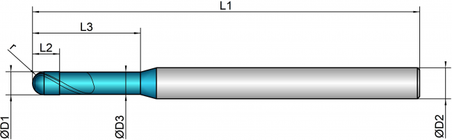 VHM Mikro-Vollradiusfräser HSC    1.40 mm