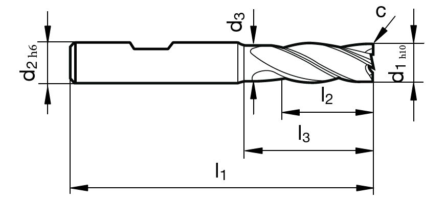 VHM-Schaftfräser UNI SM 500 U 16,00 mm