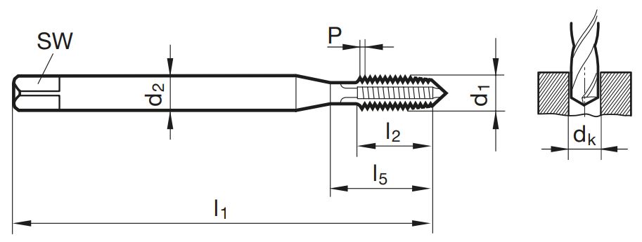 Masch.-Gewindebohrer TG 100 AL DL M16