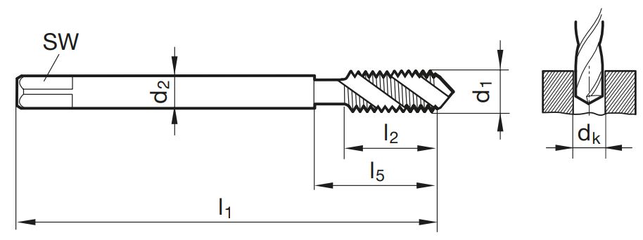 Masch.-Gewindebohrer TG 100 U SL M14x1