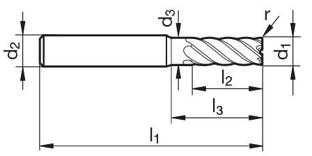 VHM Hart-Mehrzahnfräser HP 100 H  16.00 mm
