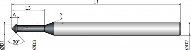 VHM Vor - / Rückwärtsentgrater    6.00 mm 90°