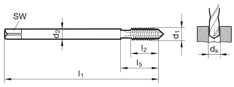 Masch.-Gewindebohrer TG 100 T DL  UNF 8 - 36
