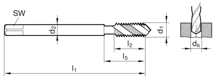 Masch.-Gewindebohrer TG 100 U SL  UNF 1/2 - 20