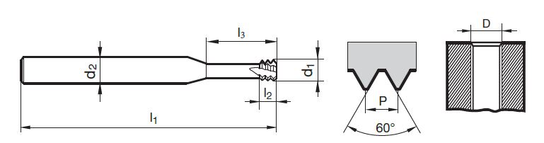 VHM Bohrgewindefräser m. Kühlrillen, 2.5 x D  M3