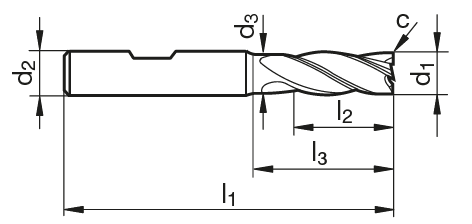 VHM Schaftfräser TF 100 MULTI-MILL  3.70 mm