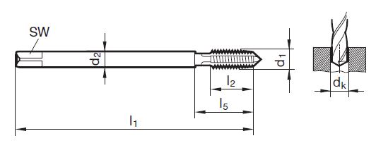 Masch.-Gewindebohrer TG 100 U DL M8x0.75