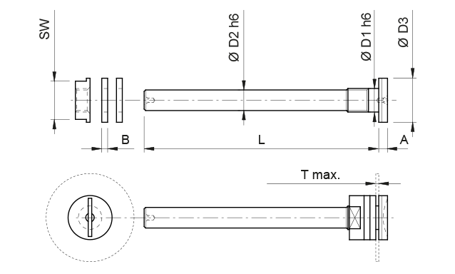 Fräsdorn ø 5 x 4 x 50