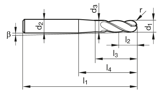VHM Hart-Kopierfräser HP 100 H  5.00 mm