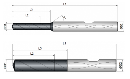 VHM Bohrer mit IK, 3 x D 4.90 mm (UNI)