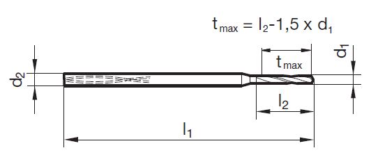 Kleinstbohrer 8 x D  2.500 mm  mit IK