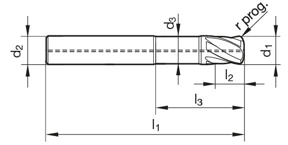 VHM Hart-Kopierfräser HP 100 H mit IK  16.00 mm