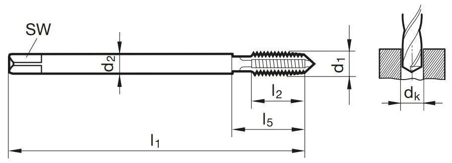 Masch.-Gewindebohrer TG 100 T DL M5x0.5
