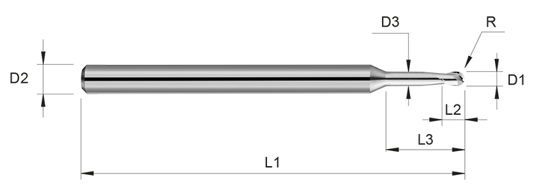 VHM Vollradiusfräser     1.00 mm