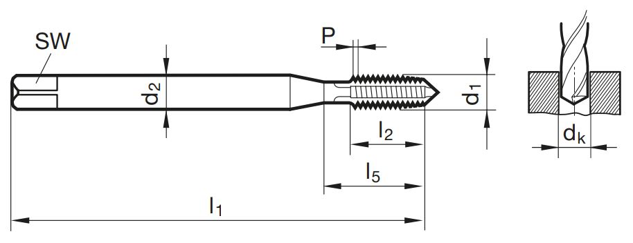 Masch.-Gewindebohrer TG 100 U DL  UNC 4 - 40