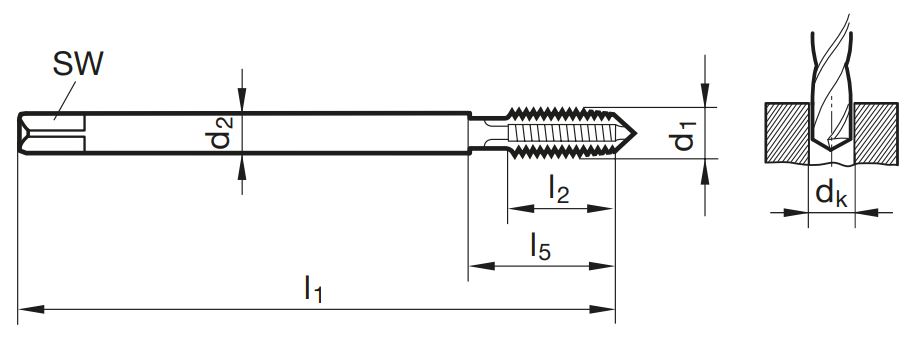 Masch.-Gewindebohrer TG 100 U DL M12x1