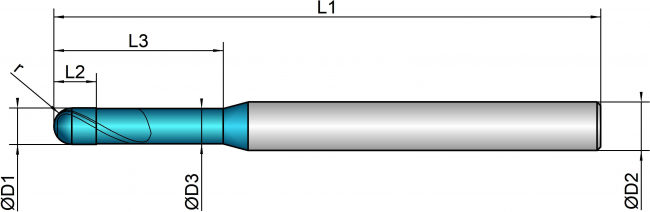 VHM Mikro-Vollradiusfräser HSC    2.00 mm