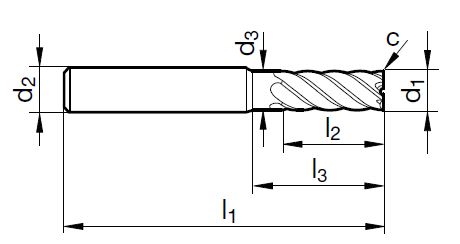 VHM Mehrzahn-Schaftfräser TF 100 SF L   4.00 mm