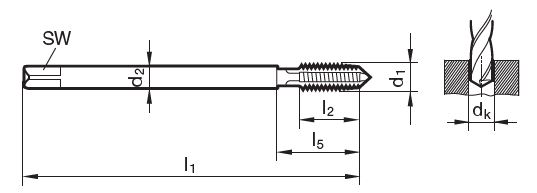 Masch.-Gewindebohrer TG 100 U DL  UNF 7/8 - 14