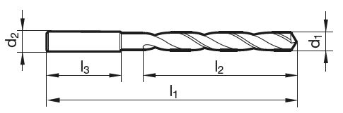 Spiralbohrer m. ver. Zyl.schaft 2.60 mm