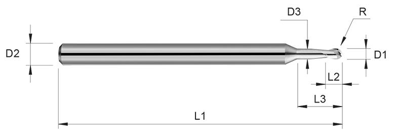 VHM Vollradiusfräser     1.30 mm