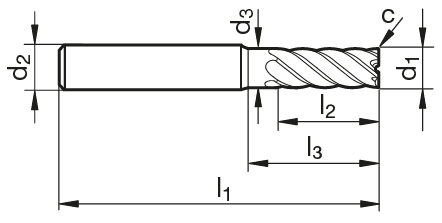 VHM Mehrzahn-Schaftfräser TF 100 SF  25.00 mm