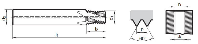 VHM Gewindefräser m. IK, 2 x D  NPT 1/16